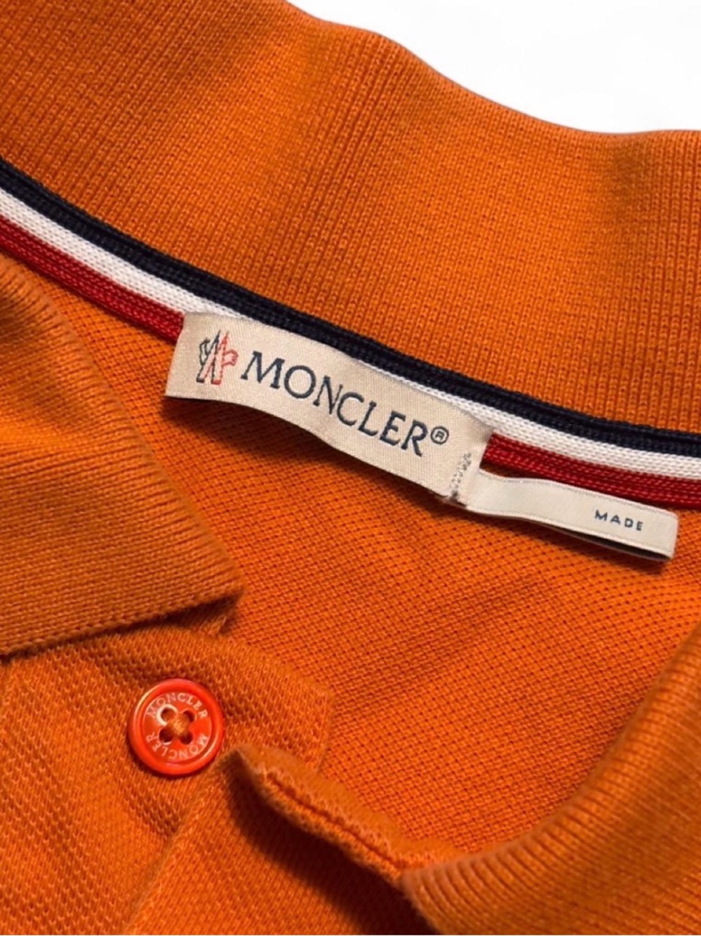 Moncler Polo Men’s Maglia Orange Short-Sleeve Polo with White Trim